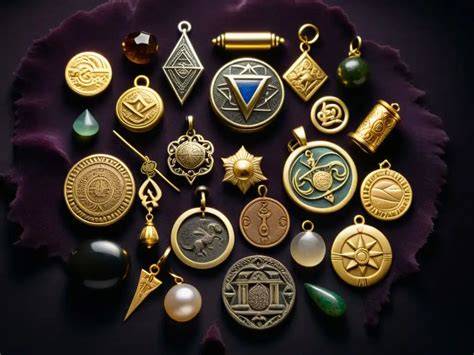 colección de amuletos y talismanes antiguos