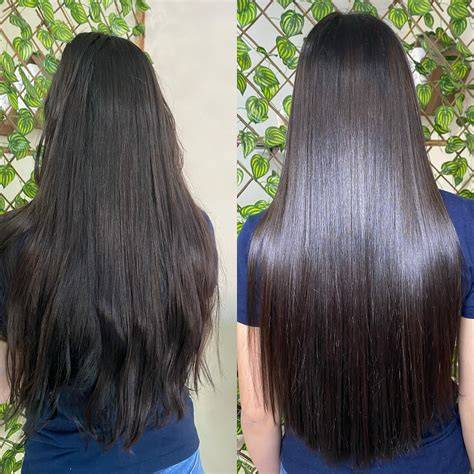 Cabello brillante efecto espejo antes después