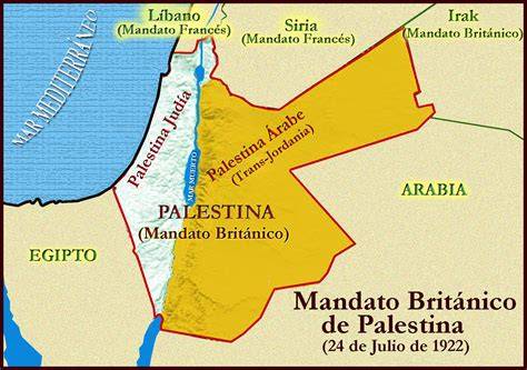 Mapa de Palestina bajo Mandato Británico